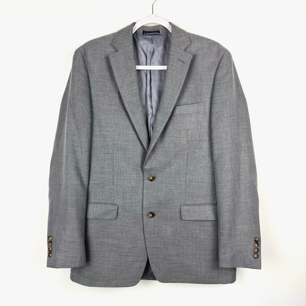 Lauren Ralph Lauren Blazer Men's 40L Gray Green Label Gold/Brown Buttons